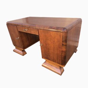 Art Deco Oak and Walnut Desk, 1920s