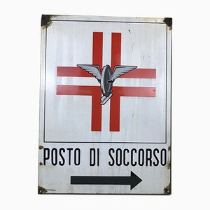 Panneau de Protection d'Urgence Vintage Ferroviaire Rectangulaire en Métal, Italie, 1950s