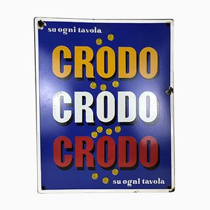 Vintage Italian Rectangular Metal Enamel Crodo Advertising Sign, 1960s