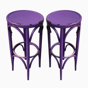 Set of Violet Bistro Stools in the Style of Thonet, 1980s