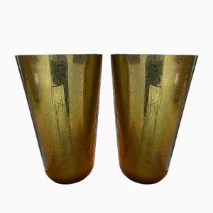 Vintage Golden Vases by Sergio Costantini, 1980s, Set of 2