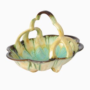 Drip Glaze Pottery Basket form Faiencerie Thulin, 1920s