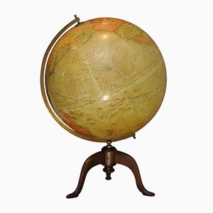 Antique Terrestrial World Globe with 3 Legged Base from Geographia, 1923