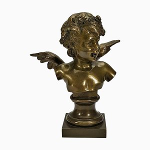 Angel Putto francés antiguo de bronce de Auguste Moreau