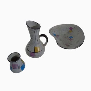 Keramik Vasen & Schale von Bodo Mans für Bay Keramik, 1950er, 3er Set