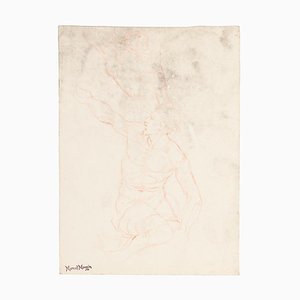 Study of Figures - Dessin Pastel Original par Marcel Mangin - 20th Cent 1950 ca.