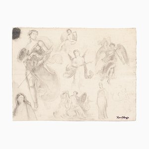 Estudio de figuras - Lápiz de dibujo original de Marcel Mangin - 20th century 1950 ca.