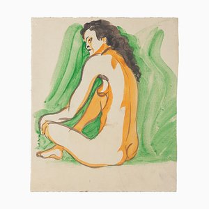 Nu - Aquarelle Originale sur Papier par Jean Delpech - 1960s