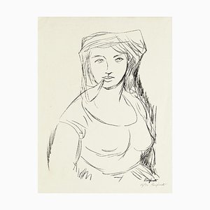 Woman - Original Lithographie von Domenico Purificato - 1950er