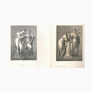 Apollon et les Muses - Litografía original de Prud'hon de J. Boilly 1851