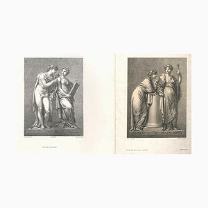 Lithographie Originale d'après Apollon et les Muses par J. Boilly 1851