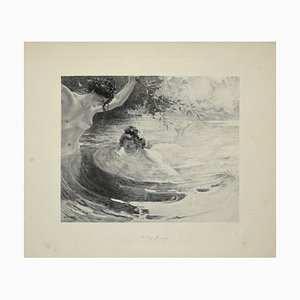 Acquaforte originale Baigneuses di L. Lacouteux, 1899