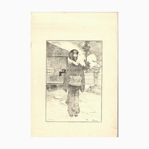 Grabado Servante - Original sobre papel Japan de GF Bigot - Tokyo 1886 1886