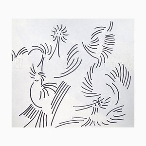 Abstract Composition - Original Penmarker on Paper by Michel Cadoret 1950s