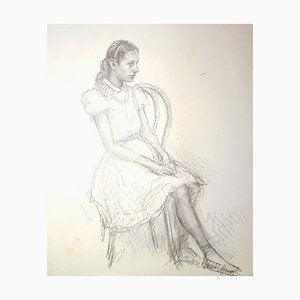 Girl - Original Pencil Drawing by J.L. Rey Vila - 1959
