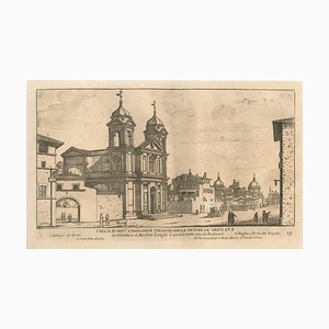 Chiesa di Sant'Athanagio e Collegio della Natione de Greci - Original Etching Second Half of 17th Century