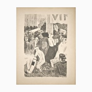 Marketplace - Original Lithograph by M. L. Savin 20th century