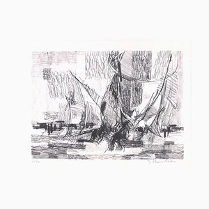 Lithographie Originale par J. Chevolleau Composition - Fin 20ème Siècle