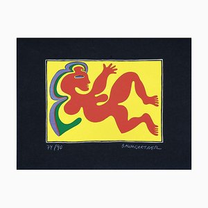 Serigrafia Woman in Yellow di Fritz Baumgartner - anni '70