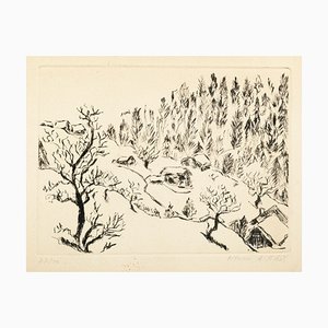 Landscape - Etching and Drypoint by Edmone A. Ades - Mid 20th Century Mid 20th Century