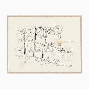 Paysage - Dibujo de tinta china original de Abel Pierre Renault - Mid-1900 Mid-1900