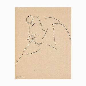 Dibujo Tartuffe - Ink original de China de Flor David - 1949 1949