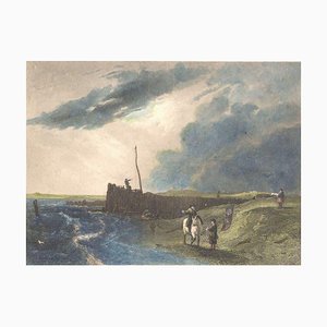 The Old Pier at Littlehampton - Litografía sobre papel de J. Cousen - Mid-1800 Mid-19th Century
