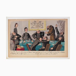 A Satirical Scene - Original Lithograph by E. Lavrate - 1860s 1860s