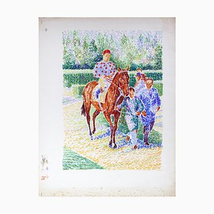 Jockey no. Lithographie 9 On Horseback par S. Mendjisky - 1970s 1970s