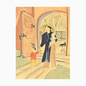 Back Home - Original Lithograph by L.T. Foujita - 1928 1928