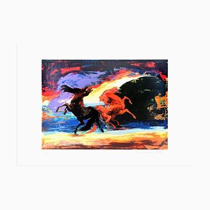 Carosello di cavalli - Serigrafia originale di Gianni Testa - 1986