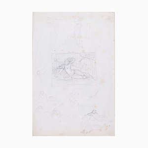 Composition with Nude Woman - Original Pencil Drawing Early 20th Century Early 1900