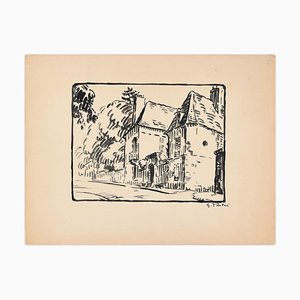 Dessin The Hut - Original China Ink par G. Pastre - 1930s 1930s