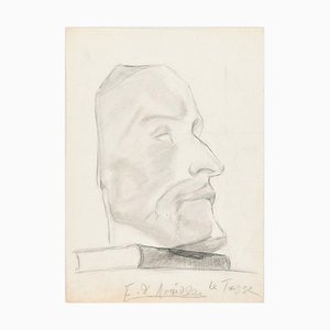 Male Profile - Original Pencil Drawing by A. E. de Noailles - Early 20th Century Early 20th Century