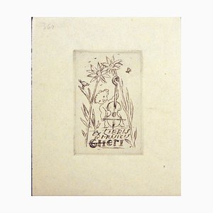 Ex Libris et Musicis - Original Etching by M. Fingesten - Early 1900 Early 1900