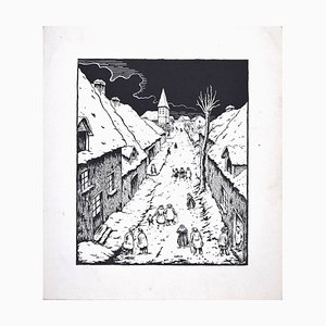 Nocturnal Village - Serigrafía original de Lucie Navier - años 30