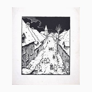 Nocturnal Village - Serigrafia originale di Lucie Navier - anni '30