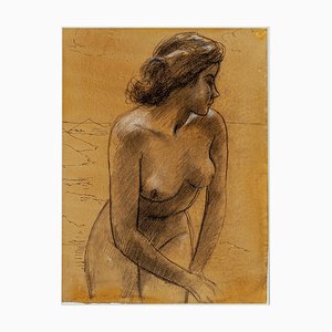Nude Woman - Pencil And Pastel Drawing - Early 20th Century Early 20th Century