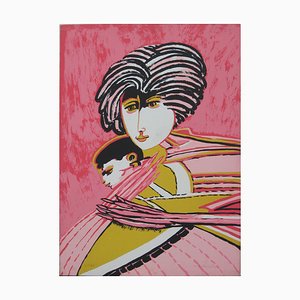 Motherhood - Original Siebdruck von Remo Brindisi - 1980er 1980s