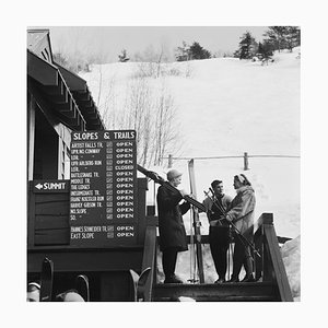 New England Skiing Silver Fibre Gelatin Print Framed in Black by Slim Aarons