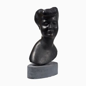 Head of Woman - Original Bronze Sculpture by Emilio Greco - Second Half of 1900 Second Half of 20th Century
