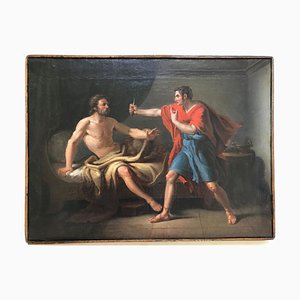 Muzio Scevola and Porsenna - Original Oil on Canvas by Gaspare Landi - Late 1700 Late 18th Century