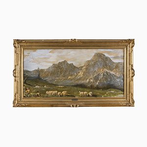 Mountainscape with Pasture - Oil on Canvas by G. Federici - Early 20th Century Early 20th Century