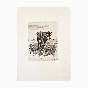 The Old Horse - Grabado Original de Giovanni Fattori - 1900-1908 ca. 1900-1908
