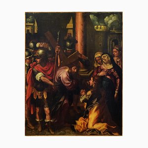 Au Calvaire avec Madaleine - Huile sur Toile par Ippolito Borghese - Début 1600 Début 1600