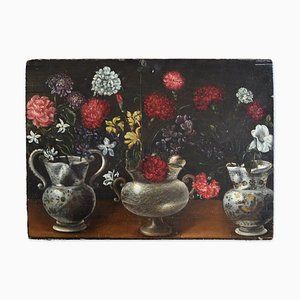 Still Life of Bouquet in vasi bicolore - Oil on Panel di Vincenzo Dè Fiori 1640-1660