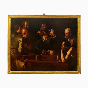 Der Zahnzieher (Il Cavadenti) - Öl auf Leinwand von Verfolger Caravaggio des späten 17. Jahrhunderts