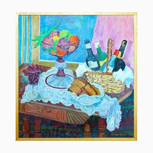 Still Life / Set Table - Original Oil Painting by A. Pincherle - 1990 1990