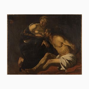 Caridad romana - Óleo sobre lienzo After Dirck van Baburen Mid-Century Century