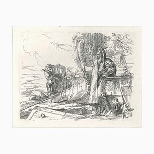 Filosofo in piedi con due figure - Incisione originale di GB Tiepolo 1740s